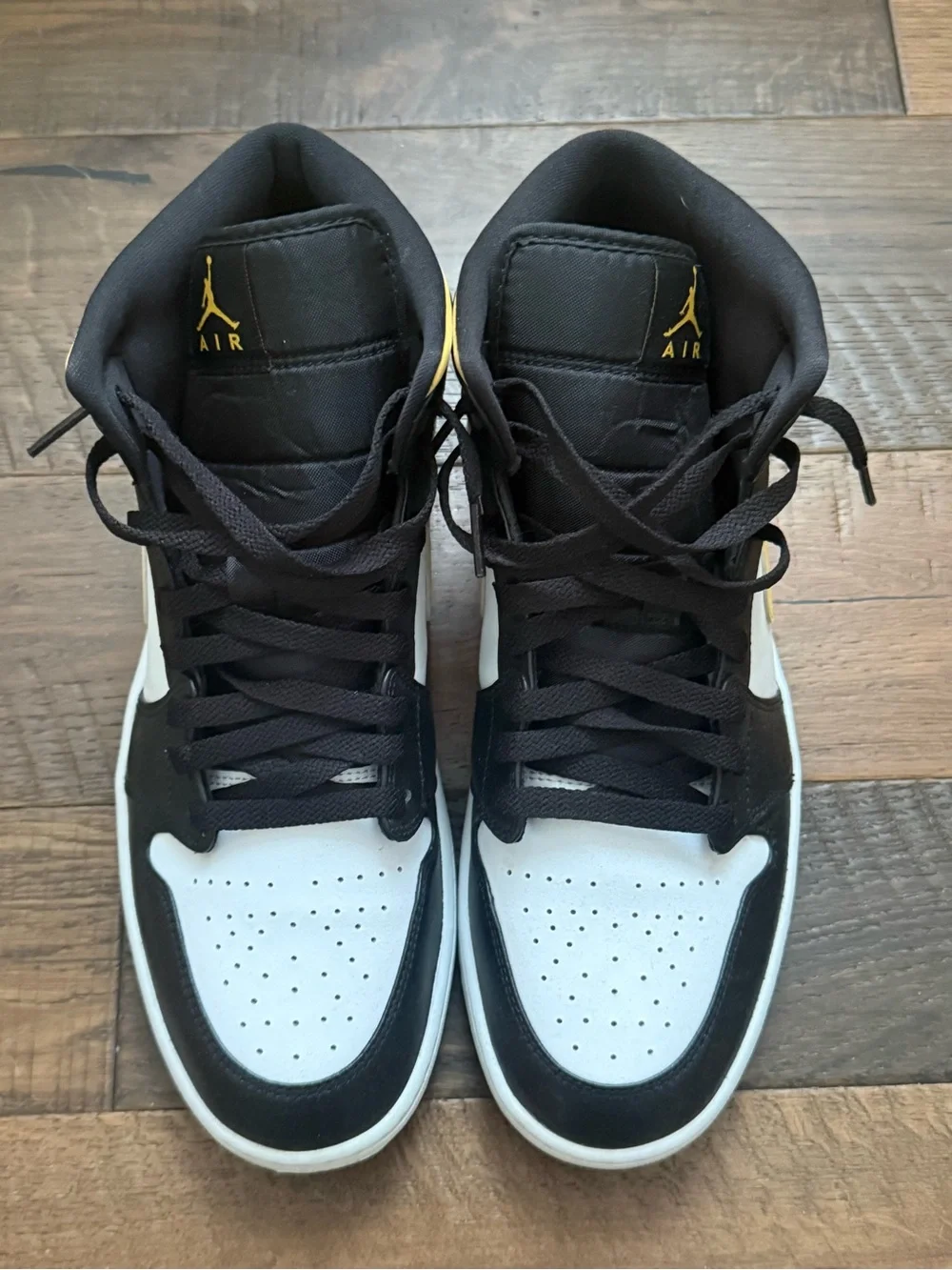 Jordan Black White with Gold Jumpman High-Top Sneakers